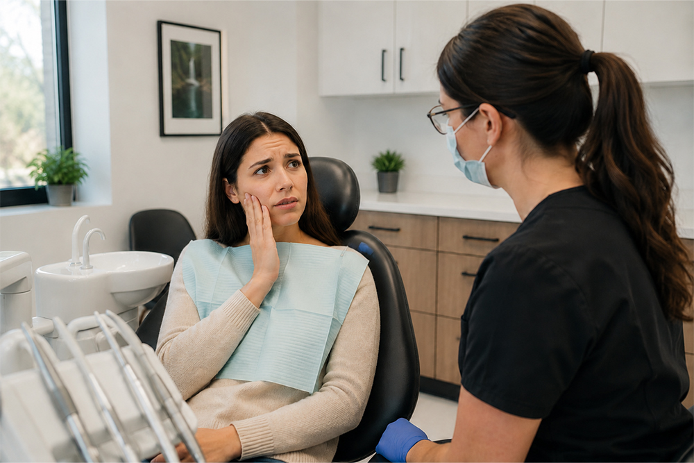 Patient visiting Caledon Dental Centre for emergency dental care in Caledon